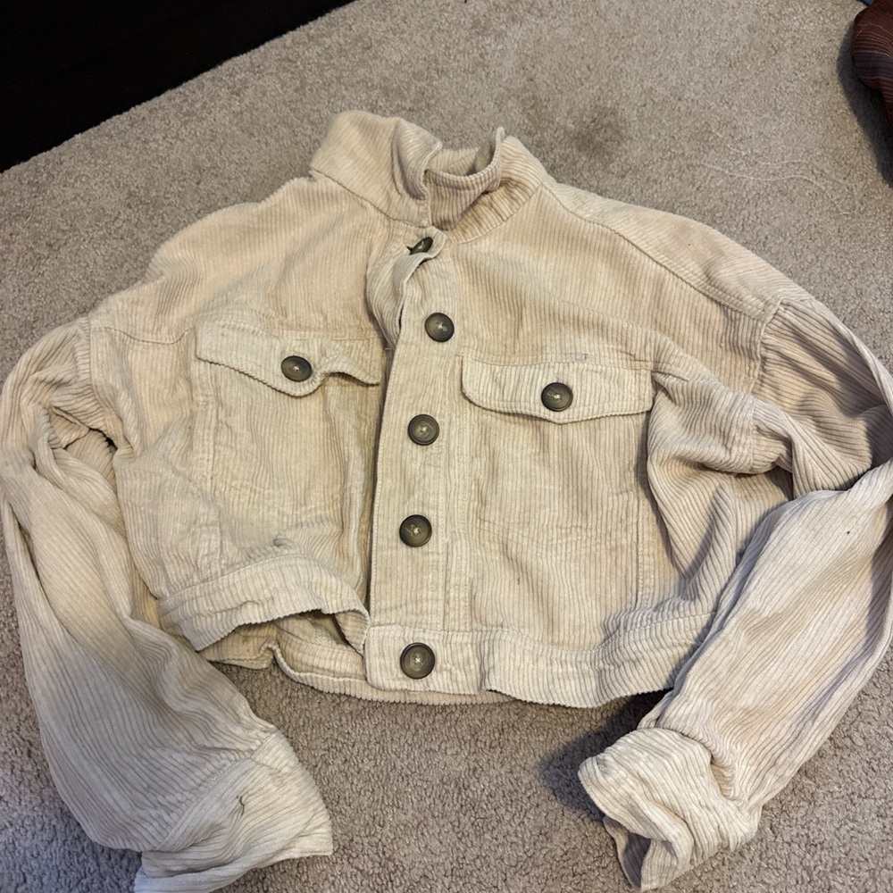 Women's Cropped Corduroy Jacket - Cream